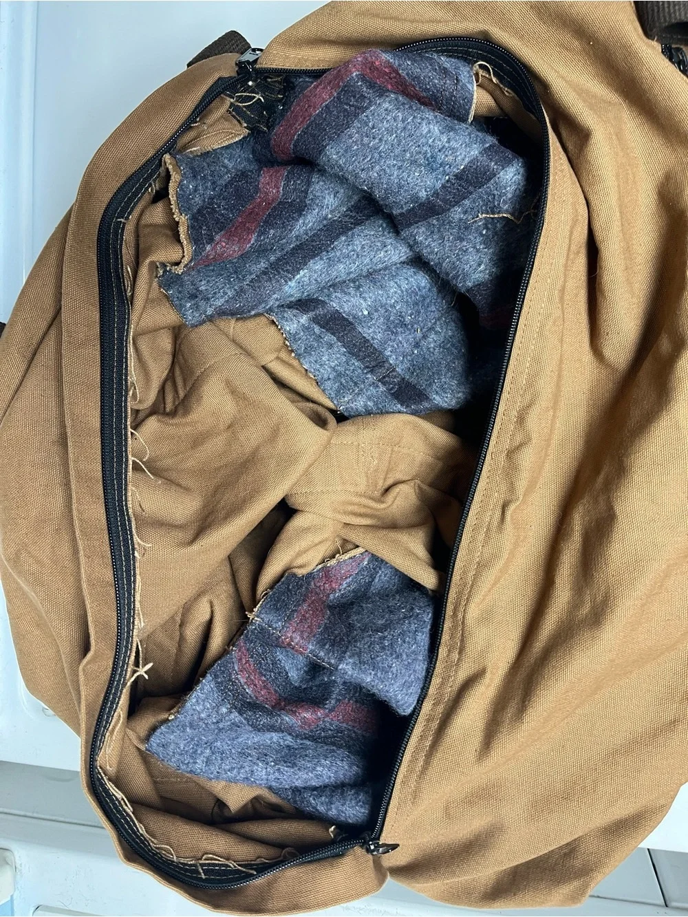 Vintage Carhartt drum duffle bag canvas blanket lined 70 TwoWay USA workwear
